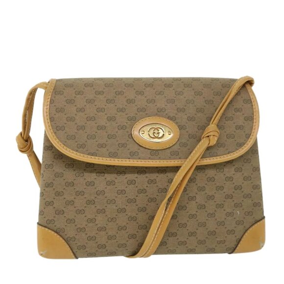 GUCCI Micro GG Canvas Shoulder Bag PVC Leather Beige 007 92 5548 Auth th3994 - Picture 1 of 16